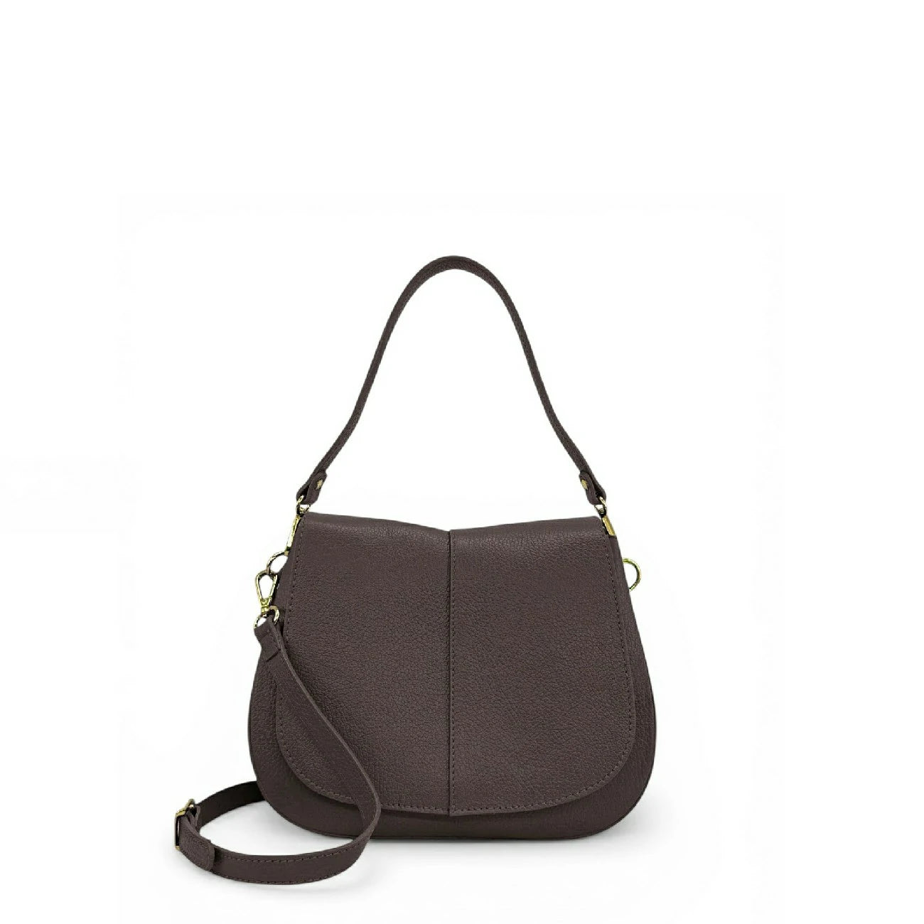 Sac à main en cuir grainé LOUIE Marron chocolat