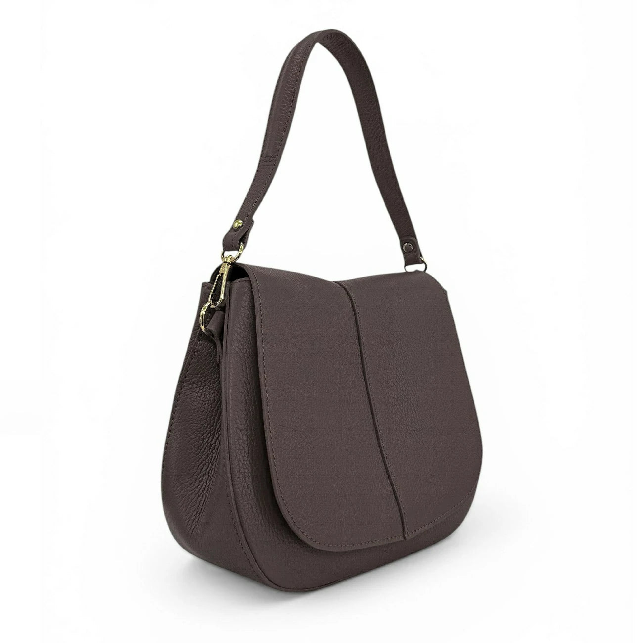 Sac à main en cuir grainé LOUIE Marron chocolat