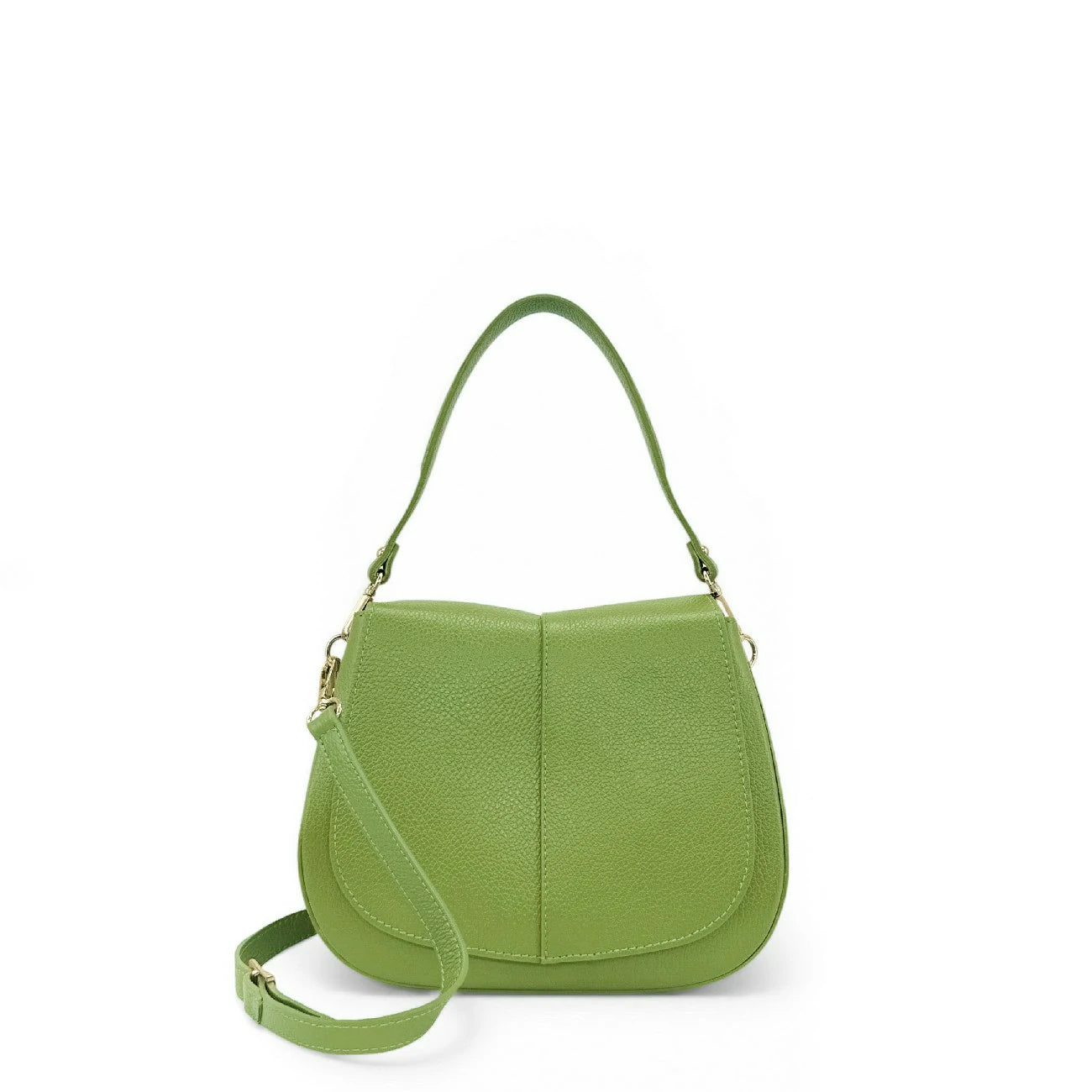 Sac à main en cuir grainé LOUIE Vert matcha