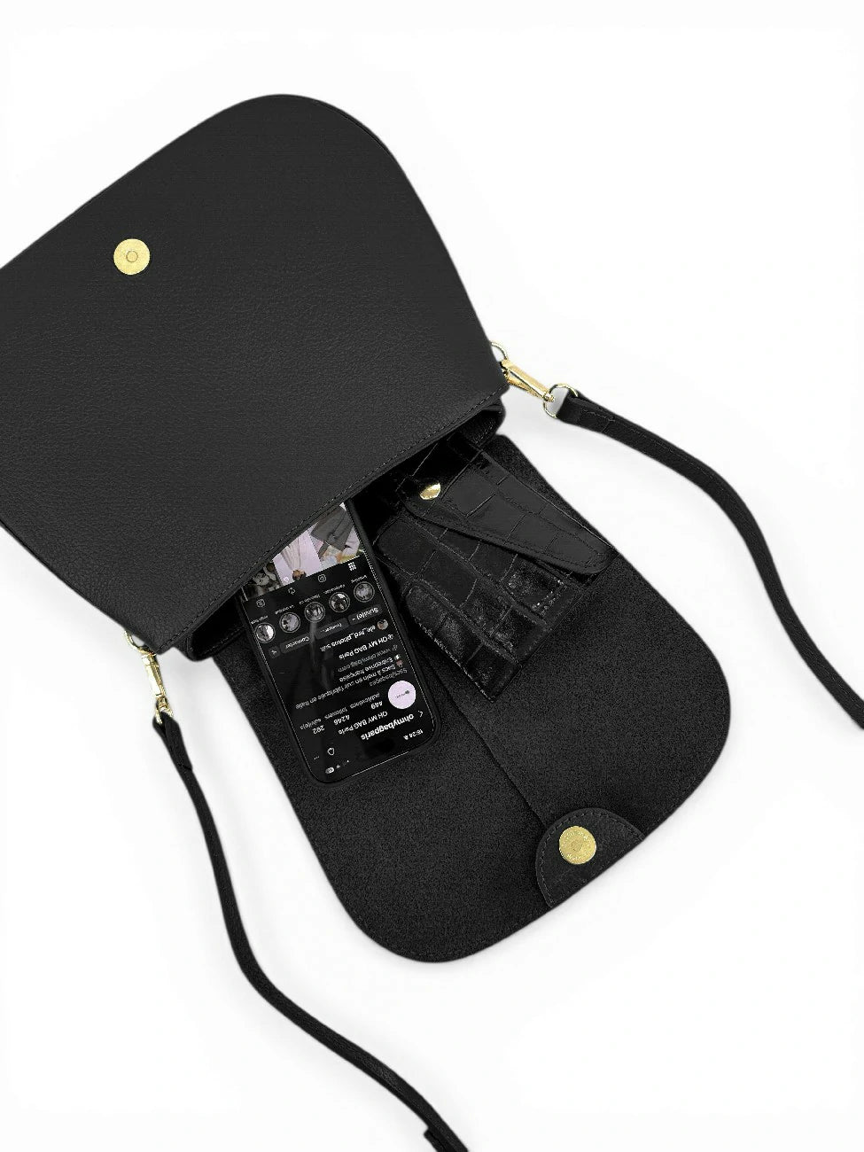 Handtasche aus genarbtem Leder LOUIE Schwarz