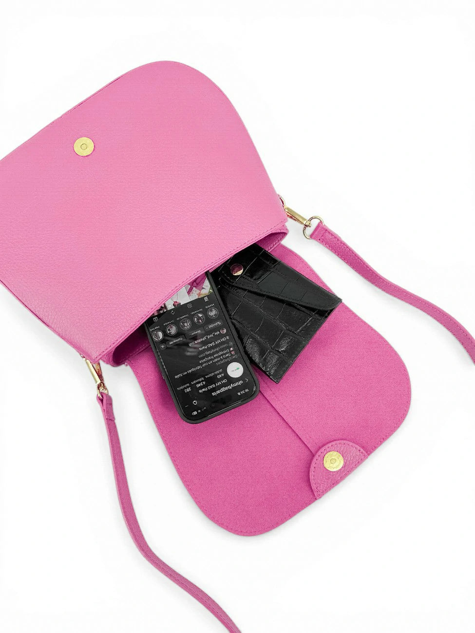 Handtasche aus genarbtem Leder LOUIE Rosa