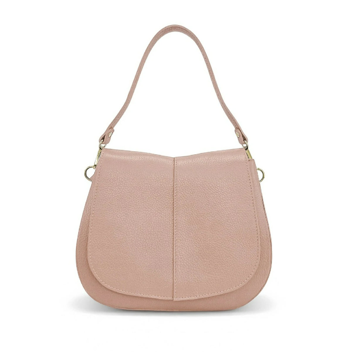 Handtasche aus genarbtem Leder LOUIE Nude-Rosa