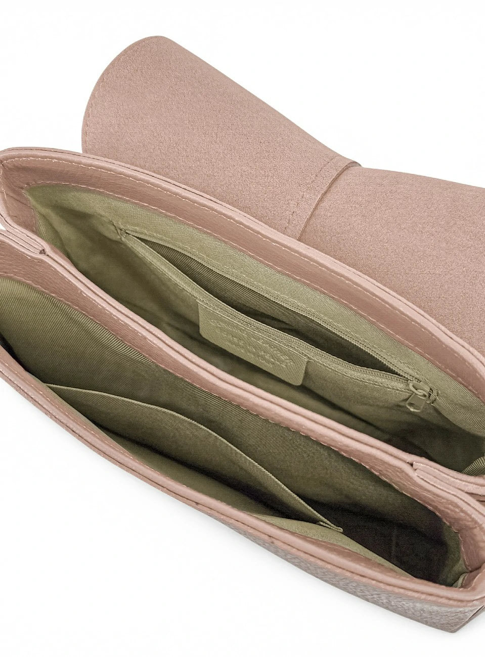 Handtasche aus genarbtem Leder LOUIE Nude-Rosa