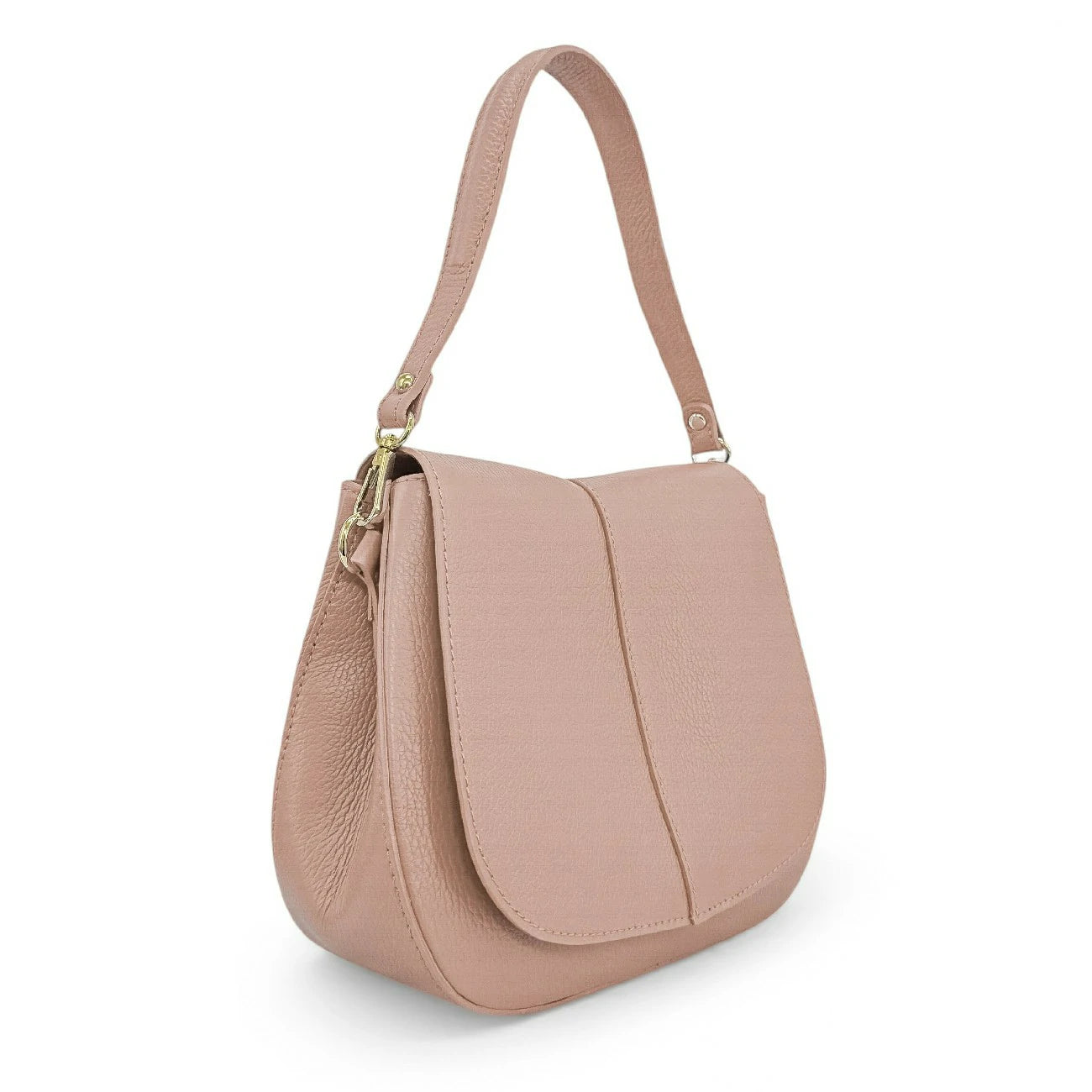 Sac à main en cuir grainé LOUIE Rose nude
