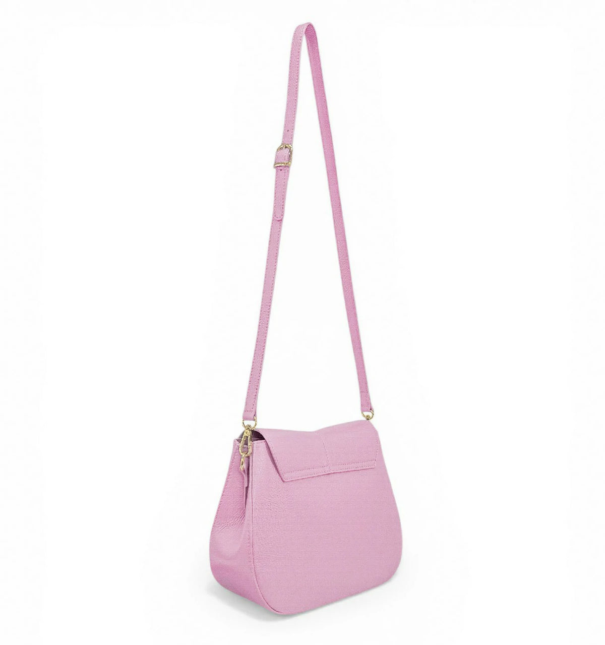 Handtasche aus genarbtem Leder LOUIE Pastellrosa