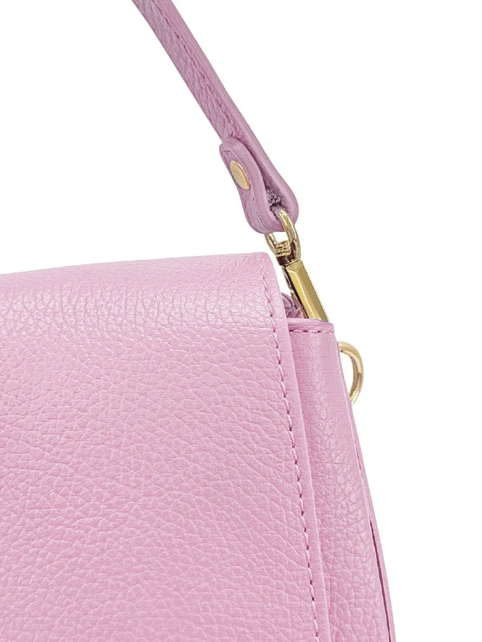 Handtasche aus genarbtem Leder LOUIE Pastellrosa