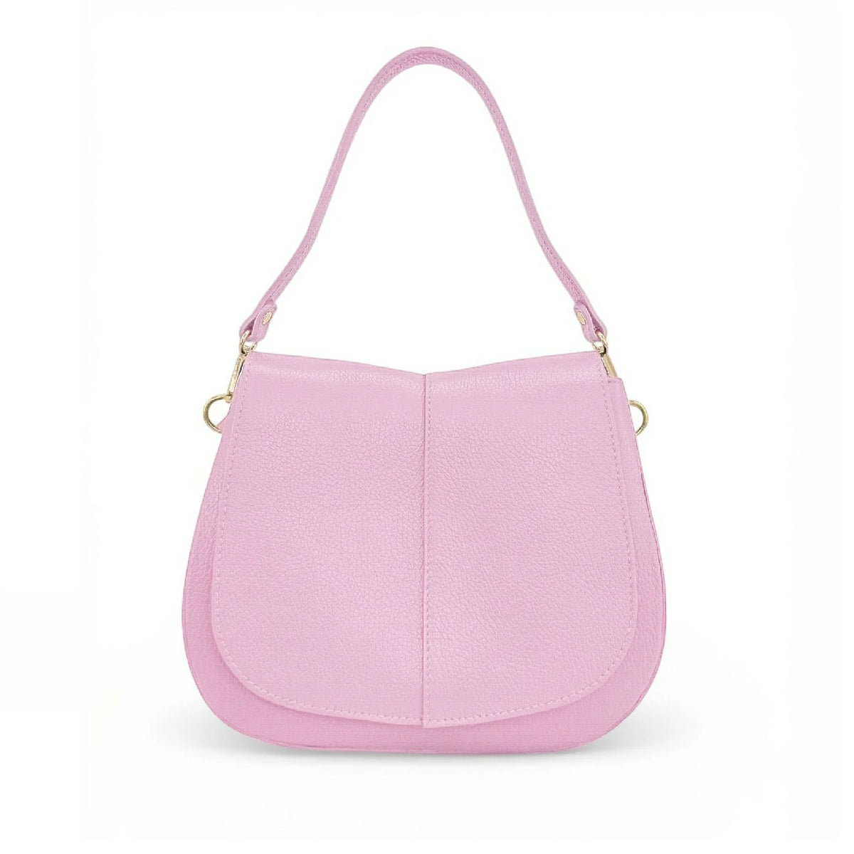 Handtasche aus genarbtem Leder LOUIE Pastellrosa