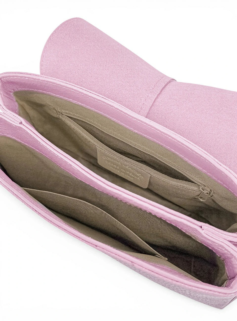 Handtasche aus genarbtem Leder LOUIE Pastellrosa
