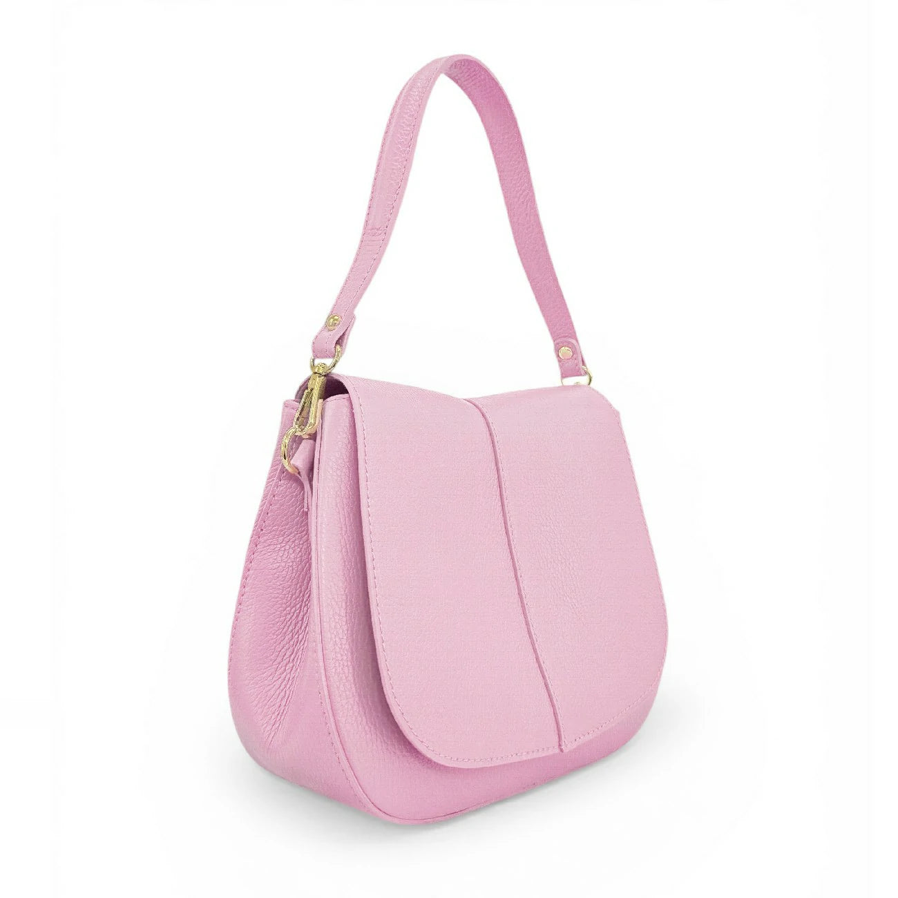 Sac à main en cuir grainé LOUIE Rose pastel