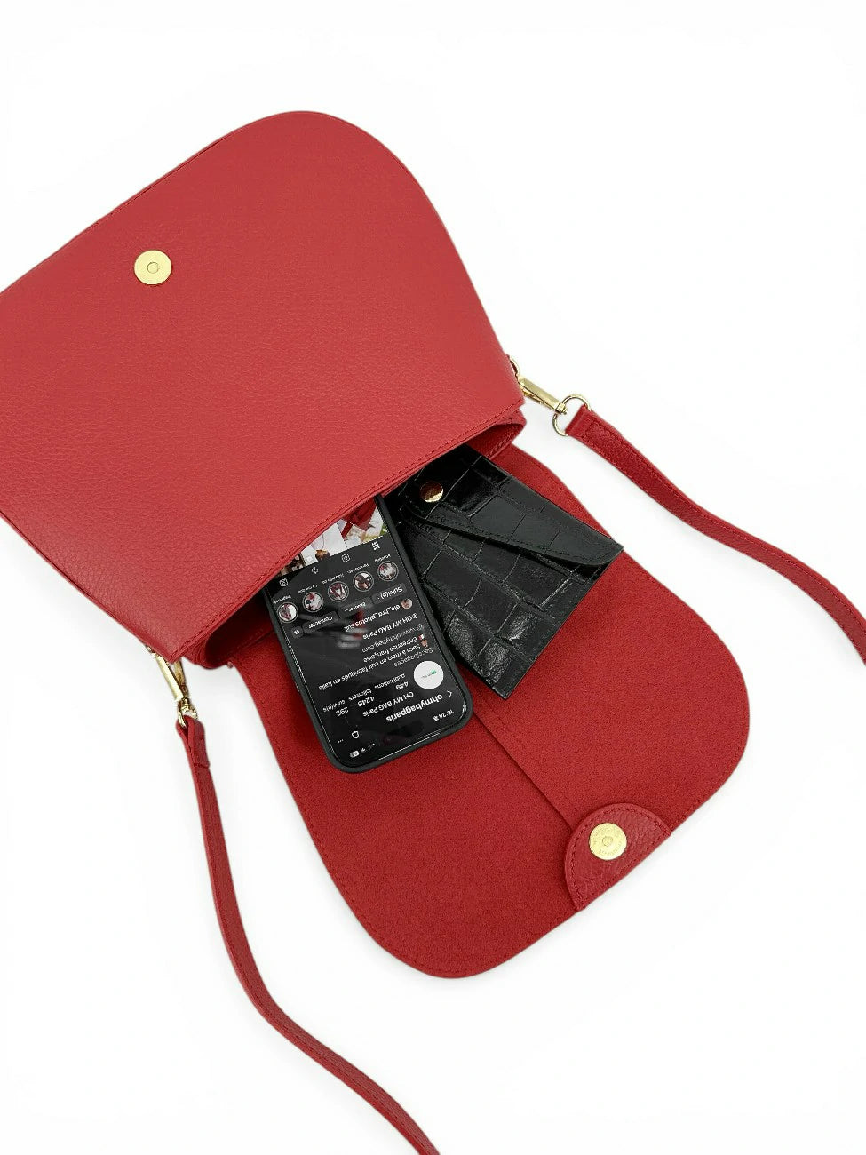 Handtasche aus genarbtem Leder LOUIE Krapprot