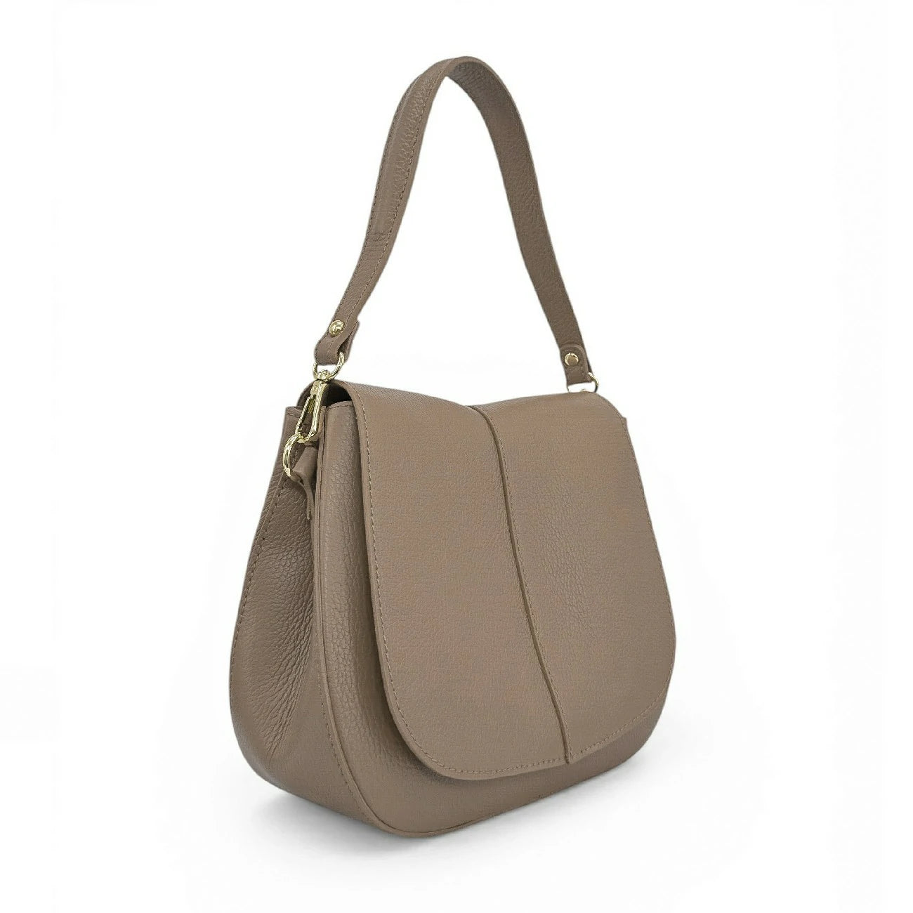 Sac à main en cuir grainé LOUIE Taupe foncé