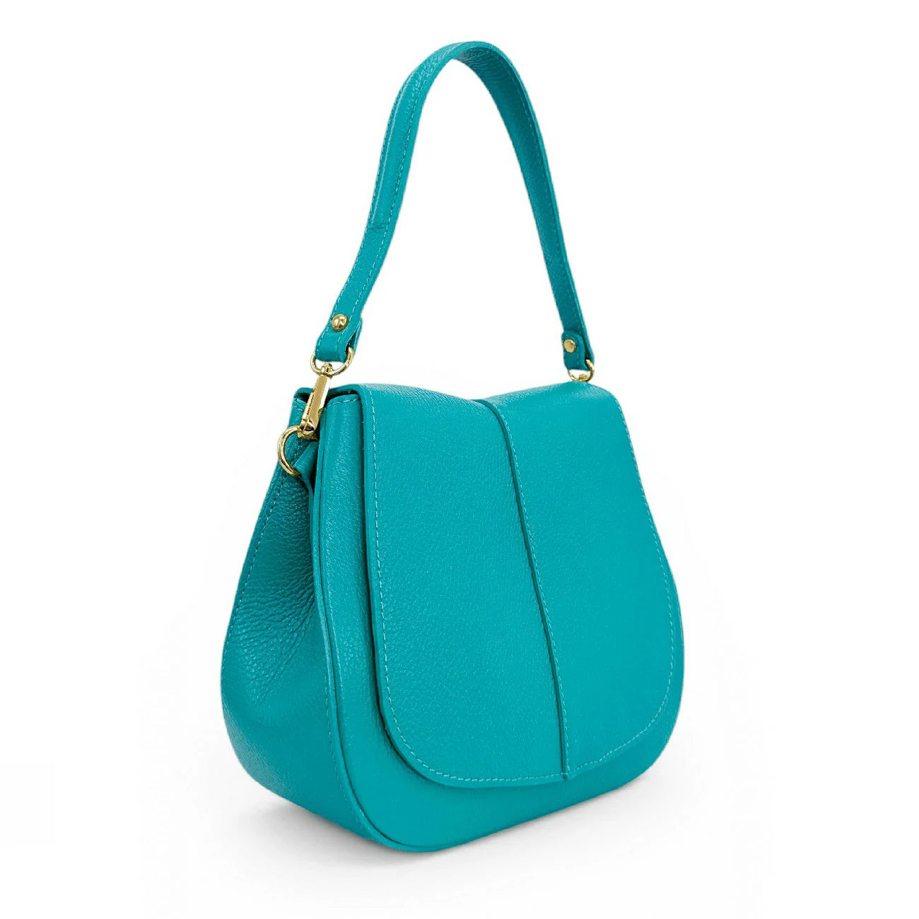 Sac à main en cuir grainé LOUIE Bleu turquoise