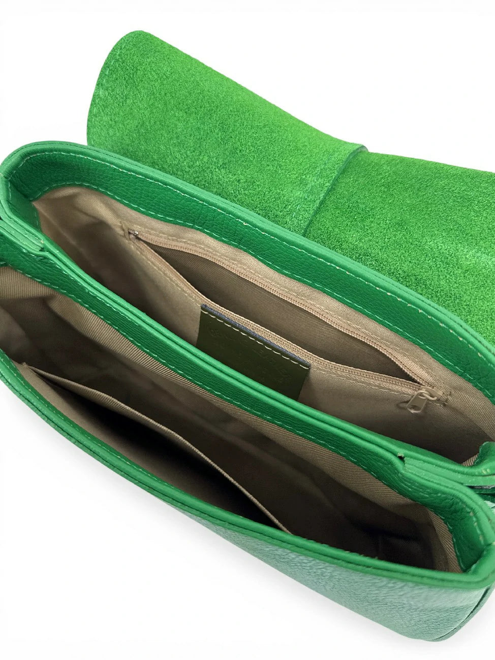 Handtasche aus genarbtem Leder LOUIE Englischgrün