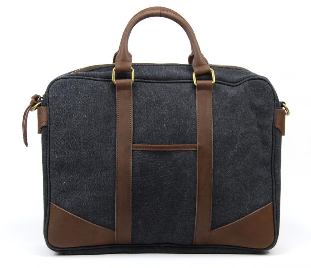 Sacoche en cuir et toile LOMBOK Noir