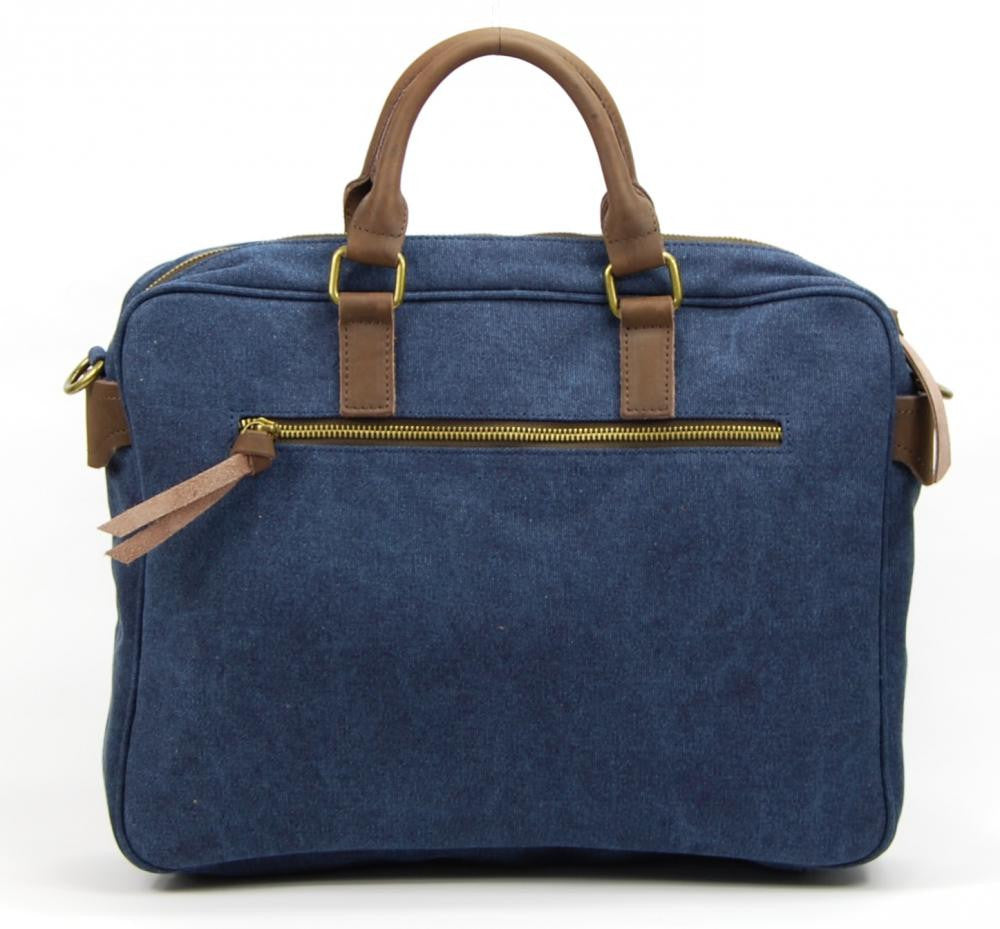 Sacoche en cuir et toile LOMBOK Bleu