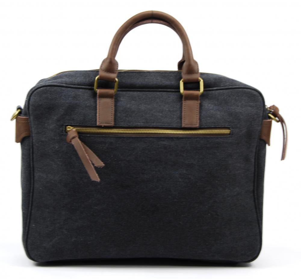 Sacoche en cuir et toile LOMBOK Noir