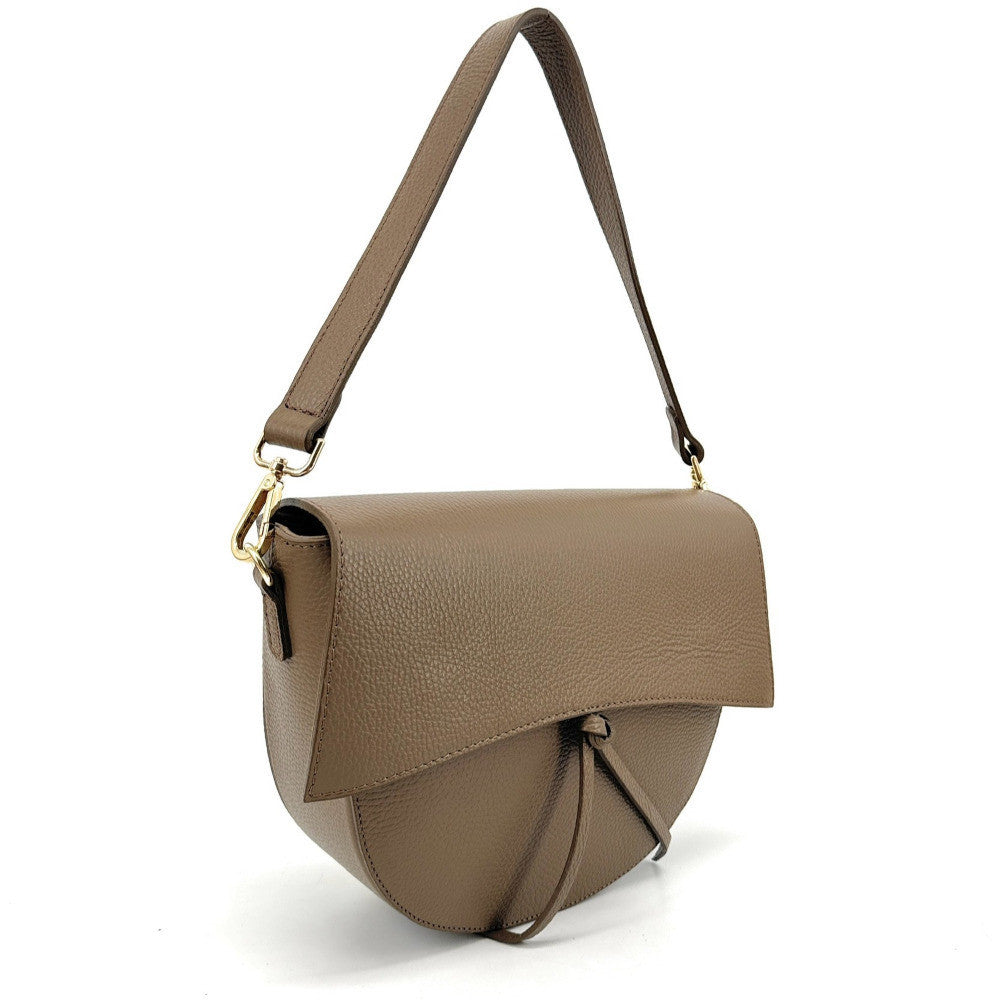 Sac besace en cuir grainé ECLIPSE Taupe foncé