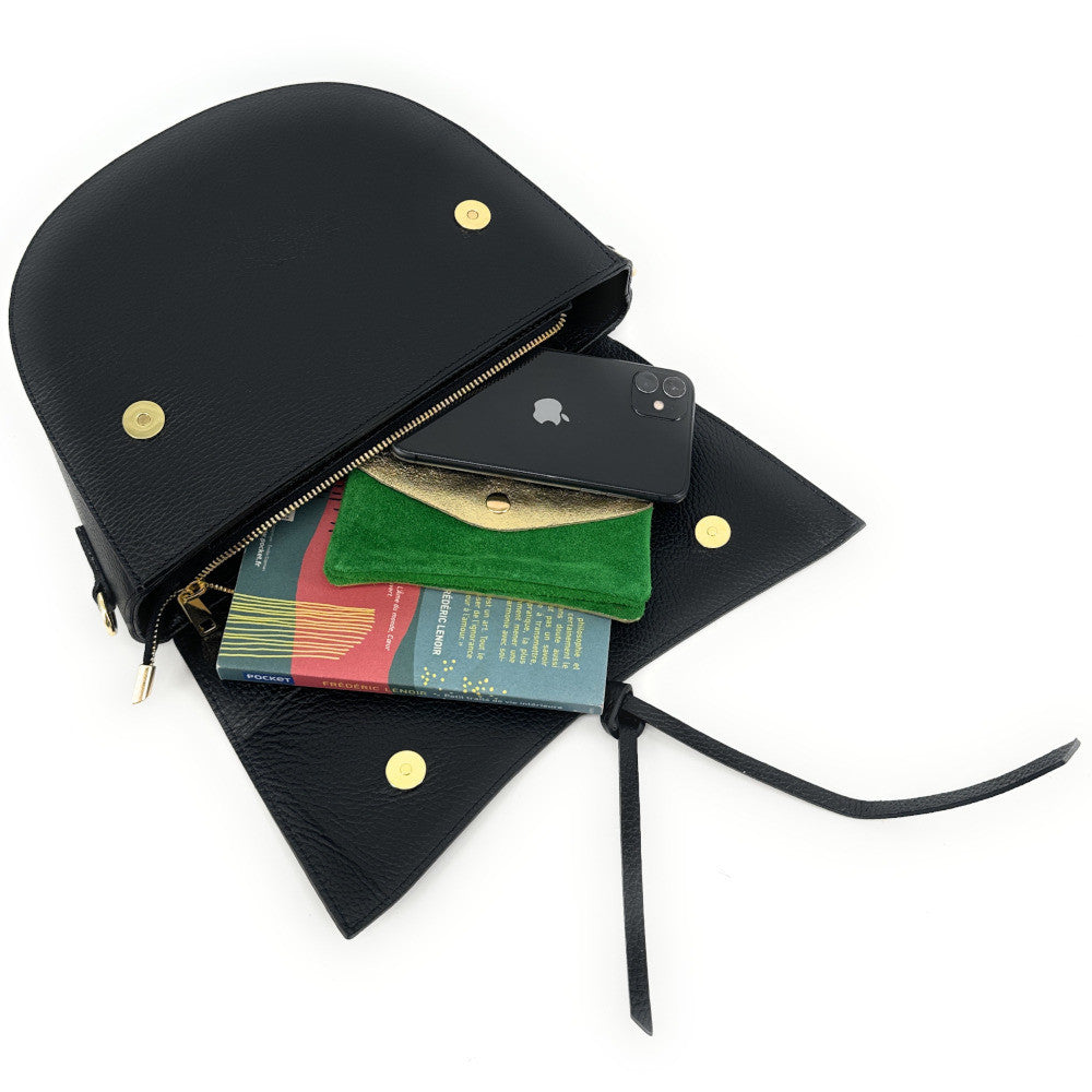 Sac besace en cuir grainé ECLIPSE Noir
