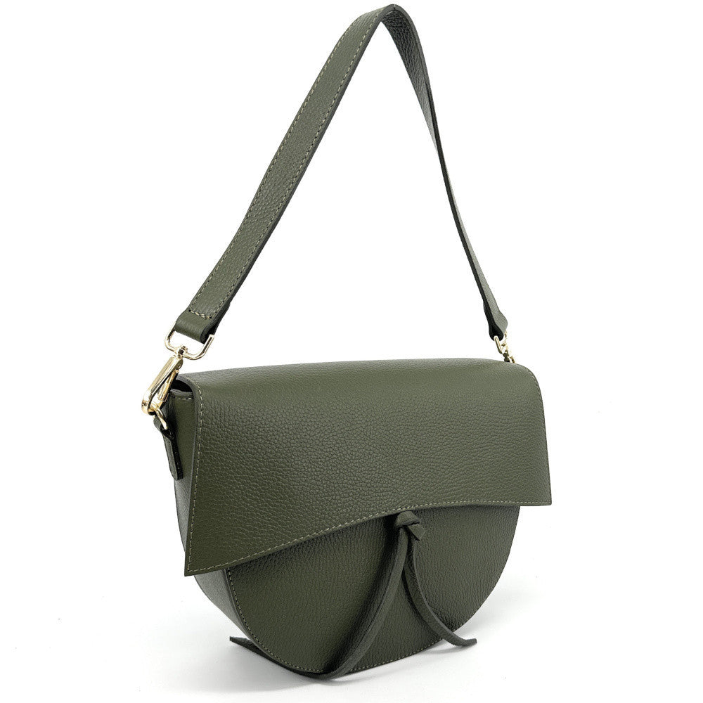 Sac besace en cuir grainé ECLIPSE Vert olive