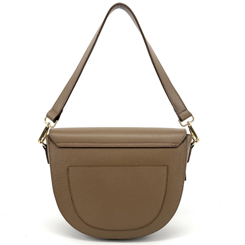 Sac besace en cuir grainé ECLIPSE Taupe foncé