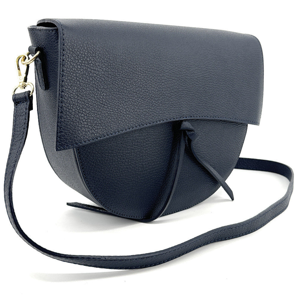 Sac besace en cuir grainé ECLIPSE Bleu marine