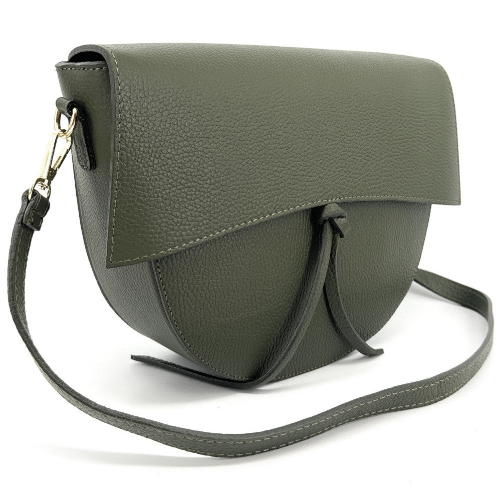 Sac besace en cuir grainé ECLIPSE Vert olive
