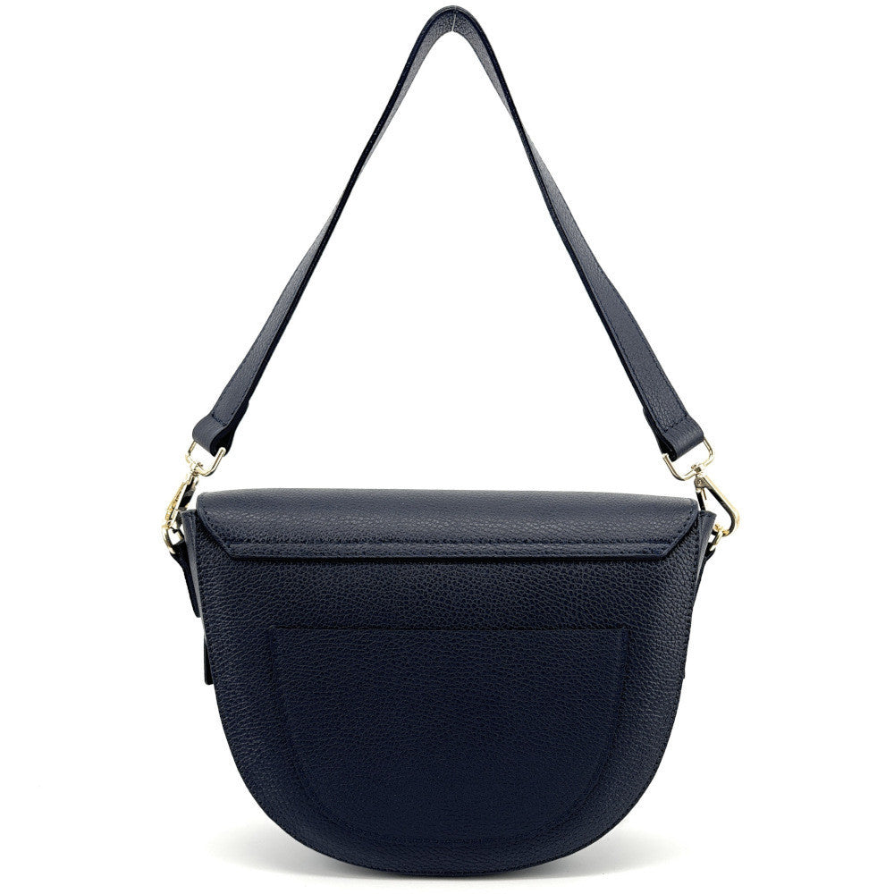 Sac besace en cuir grainé ECLIPSE Bleu marine