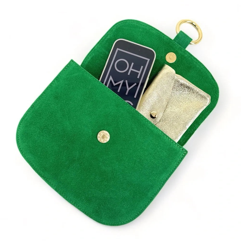 Sac besace en croûte de cuir VELVET Vert anglais