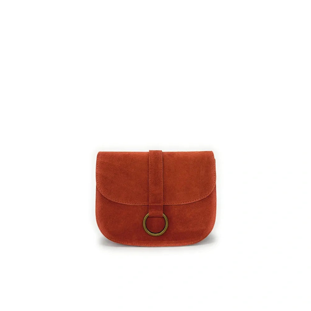 Sac besace en croûte de cuir VELVET Rouge brique