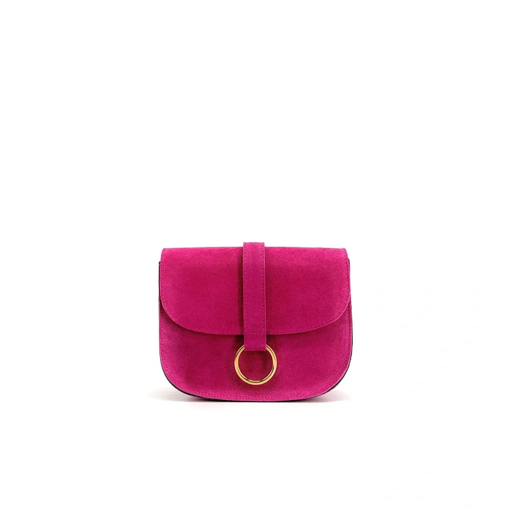 Sac besace en croûte de cuir VELVET Rose fuchsia