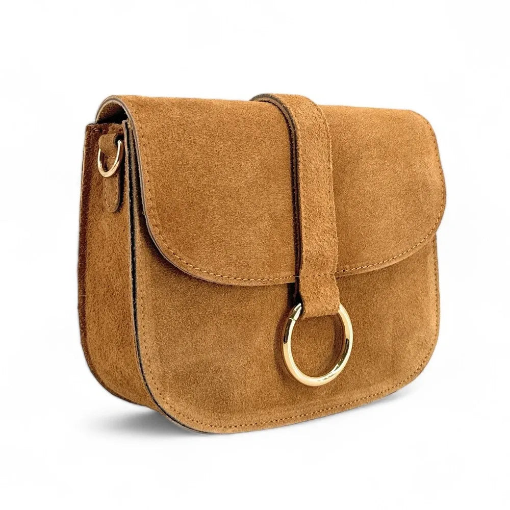 Sac besace en croûte de cuir VELVET Camel
