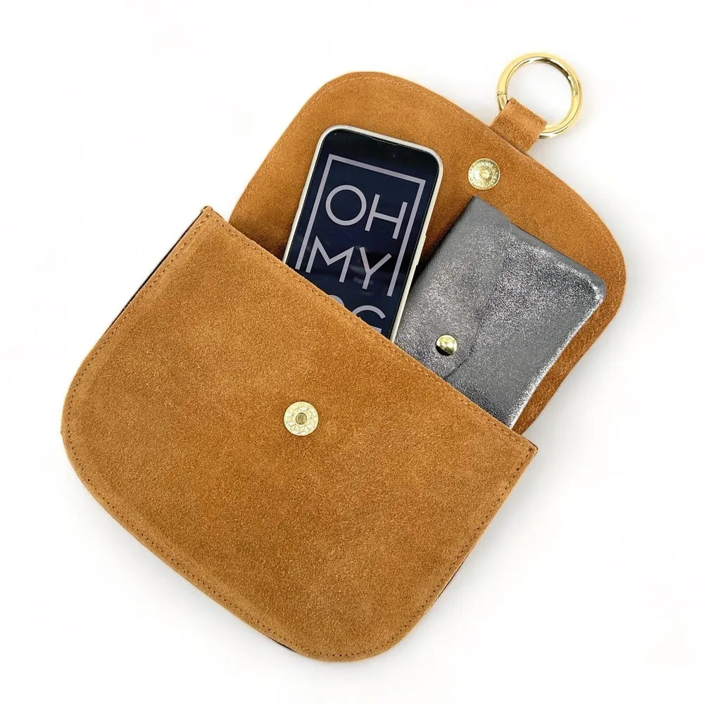 Sac besace en croûte de cuir VELVET Camel