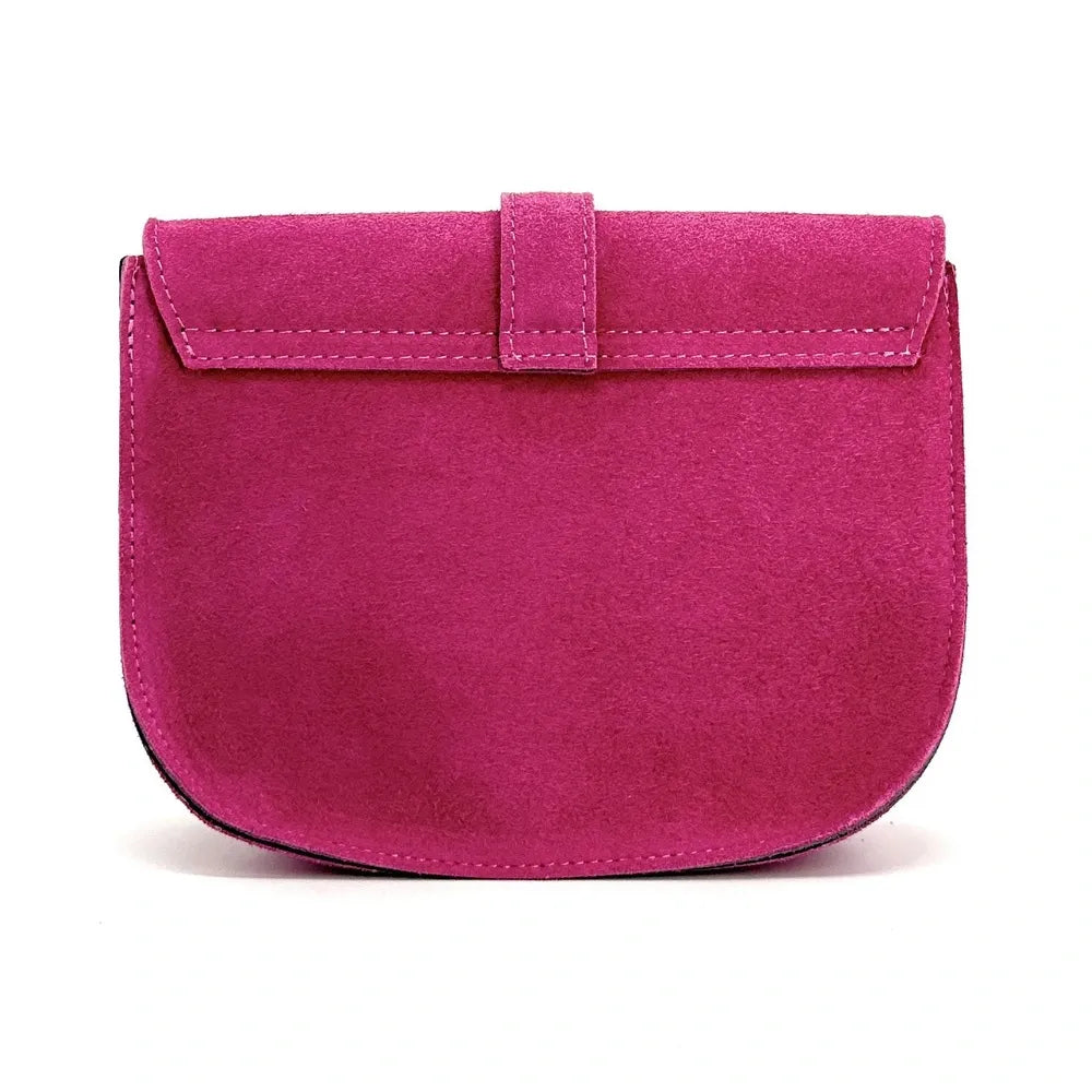Sac besace en croûte de cuir VELVET Rose fuchsia