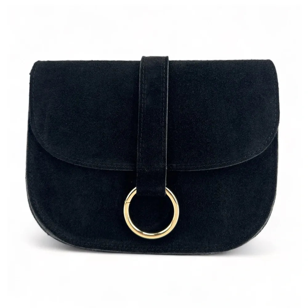 Sac besace en croûte de cuir VELVET Noir