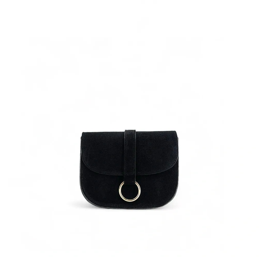 Sac besace en croûte de cuir VELVET Noir