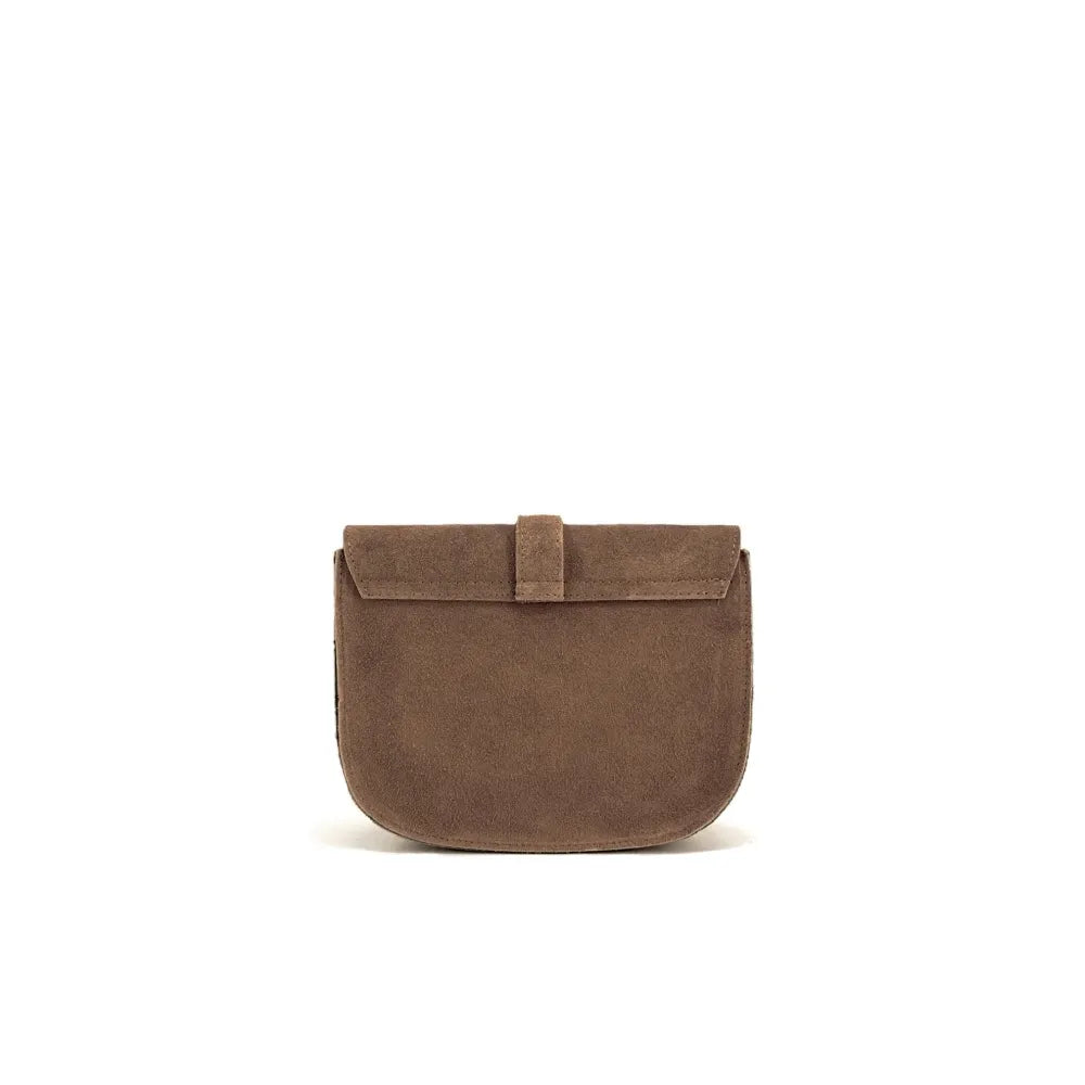 Sac besace en croûte de cuir VELVET Taupe foncé