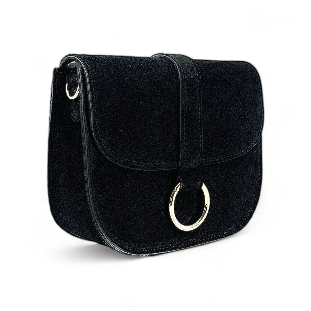 Sac besace en croûte de cuir VELVET Noir