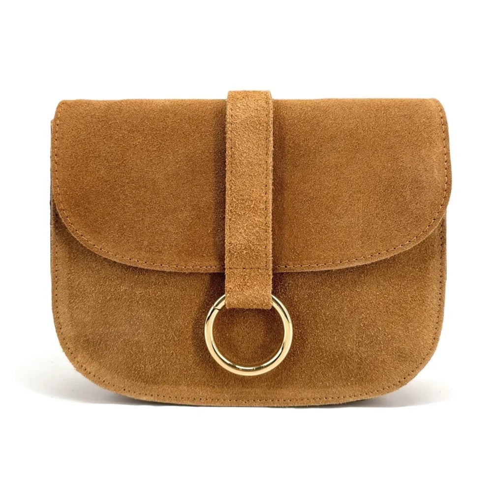 Sac besace en croûte de cuir VELVET Camel