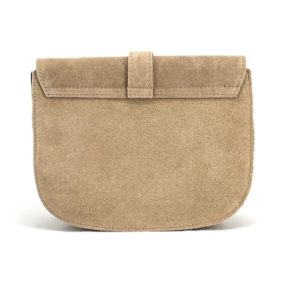 Sac besace en croûte de cuir VELVET Taupe clair