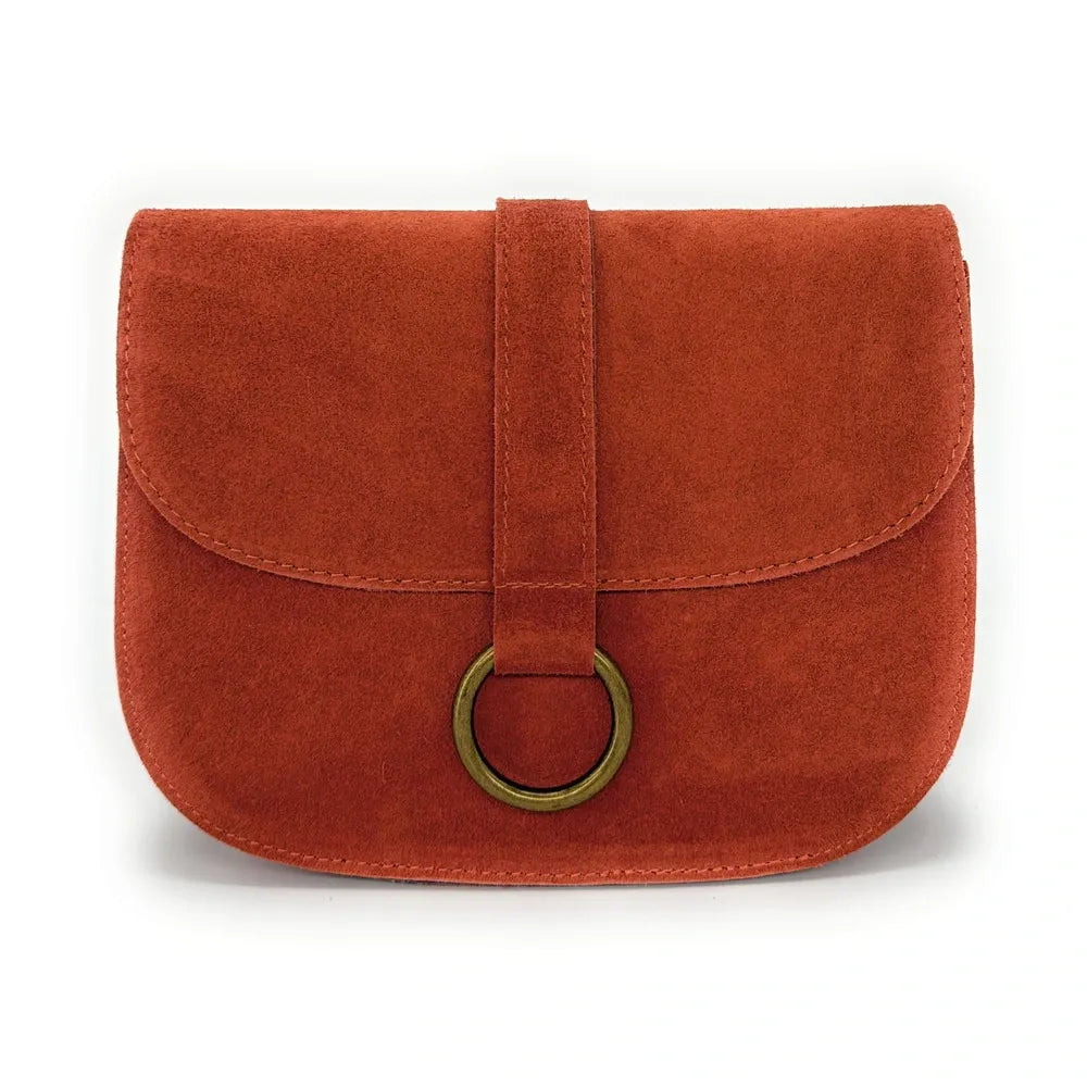 Sac besace en croûte de cuir VELVET Rouge brique