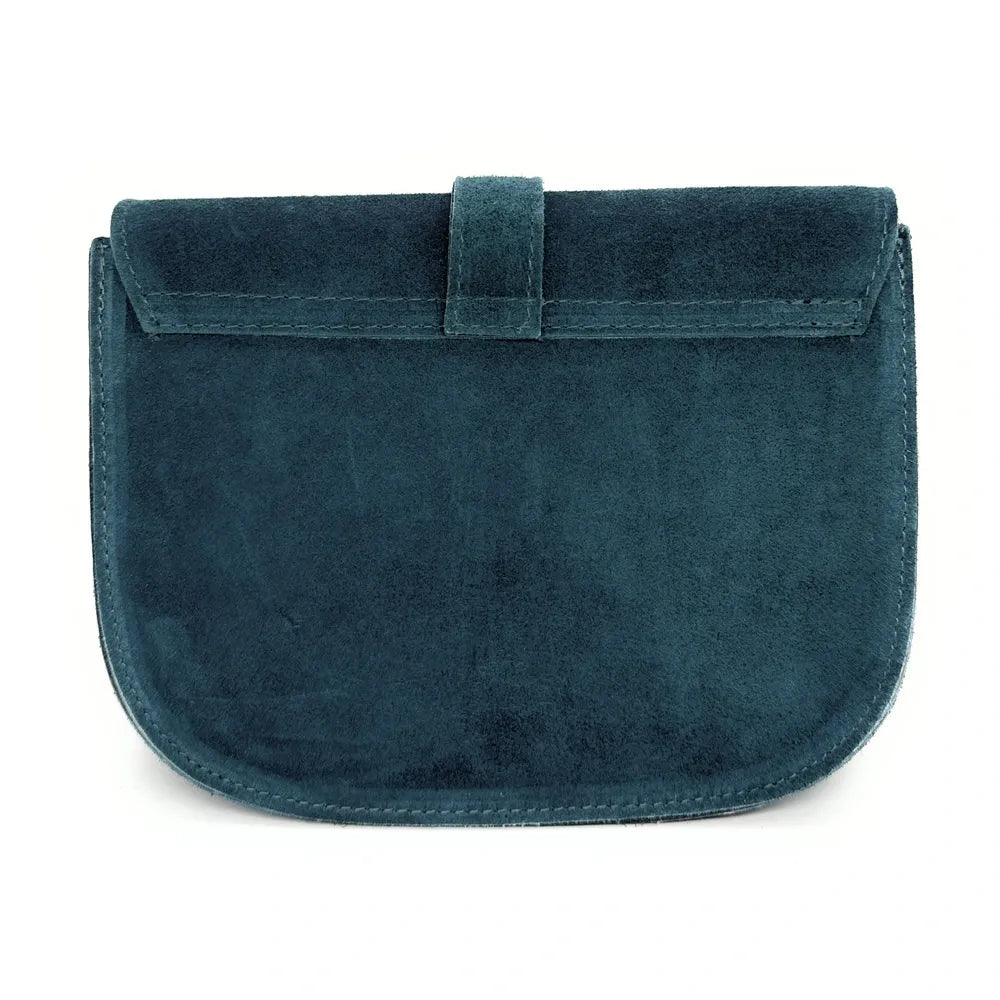 Sac besace en croûte de cuir VELVET Bleu vert canard