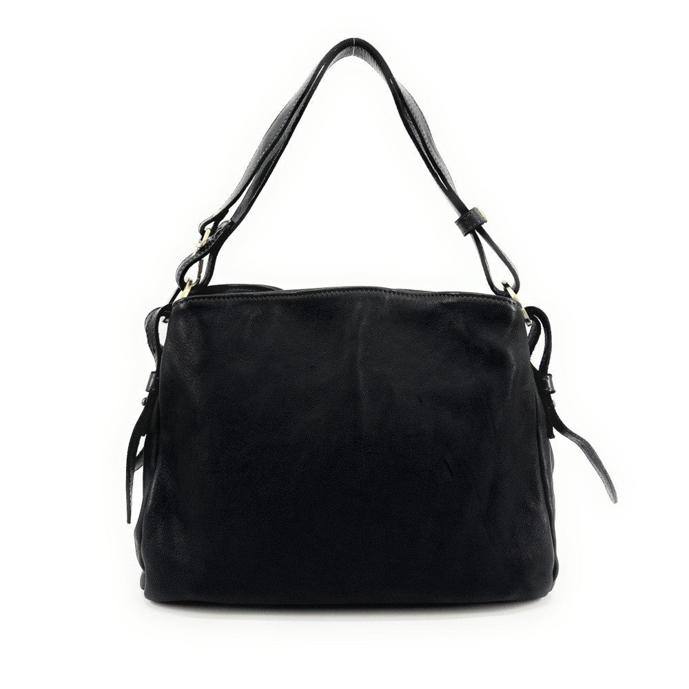 Sac besace en cuir vintage à tannage végétal ANAITIS Noir