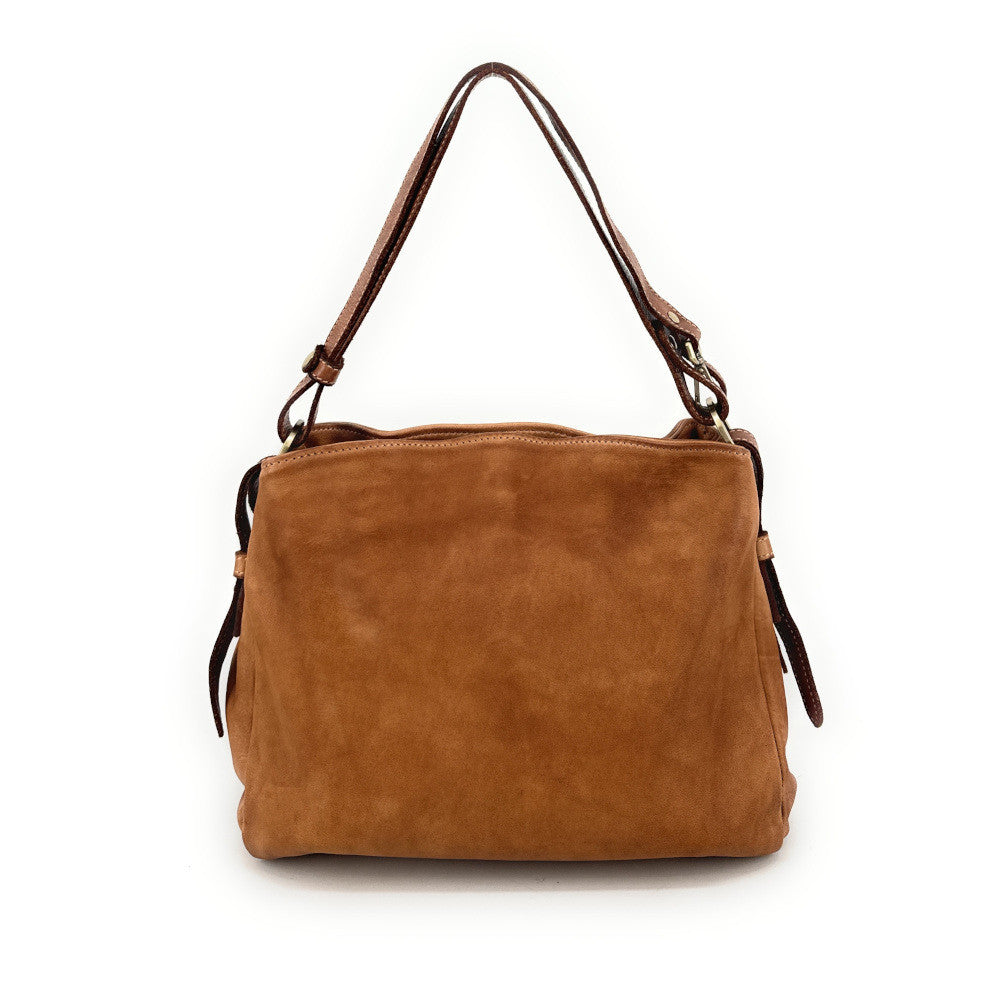 Sac besace en cuir vintage à tannage végétal ANAITIS Camel foncé