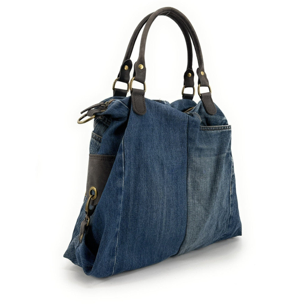 Sac besace en toile et cuir BESACE U.S. DENIM pièce unique multicolore 4