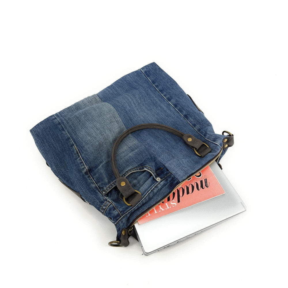 Sac besace en toile et cuir BESACE U.S. DENIM pièce unique multicolore 4