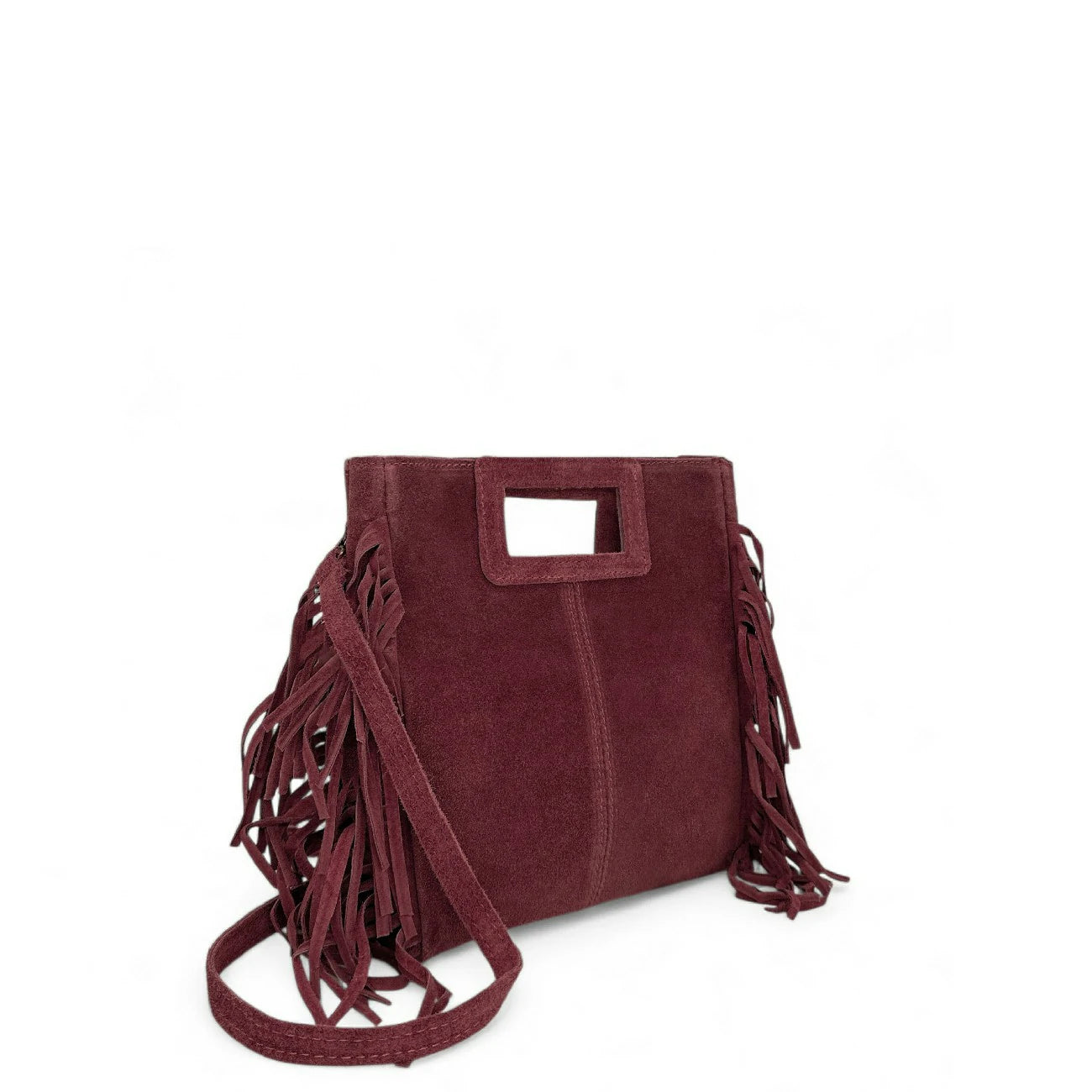 Sac à main bandoulière en daim ENOLA SUEDE Bordeaux