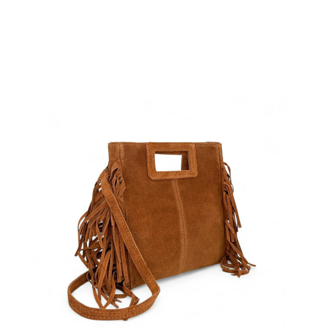 Sac à main bandoulière en daim ENOLA SUEDE Cognac