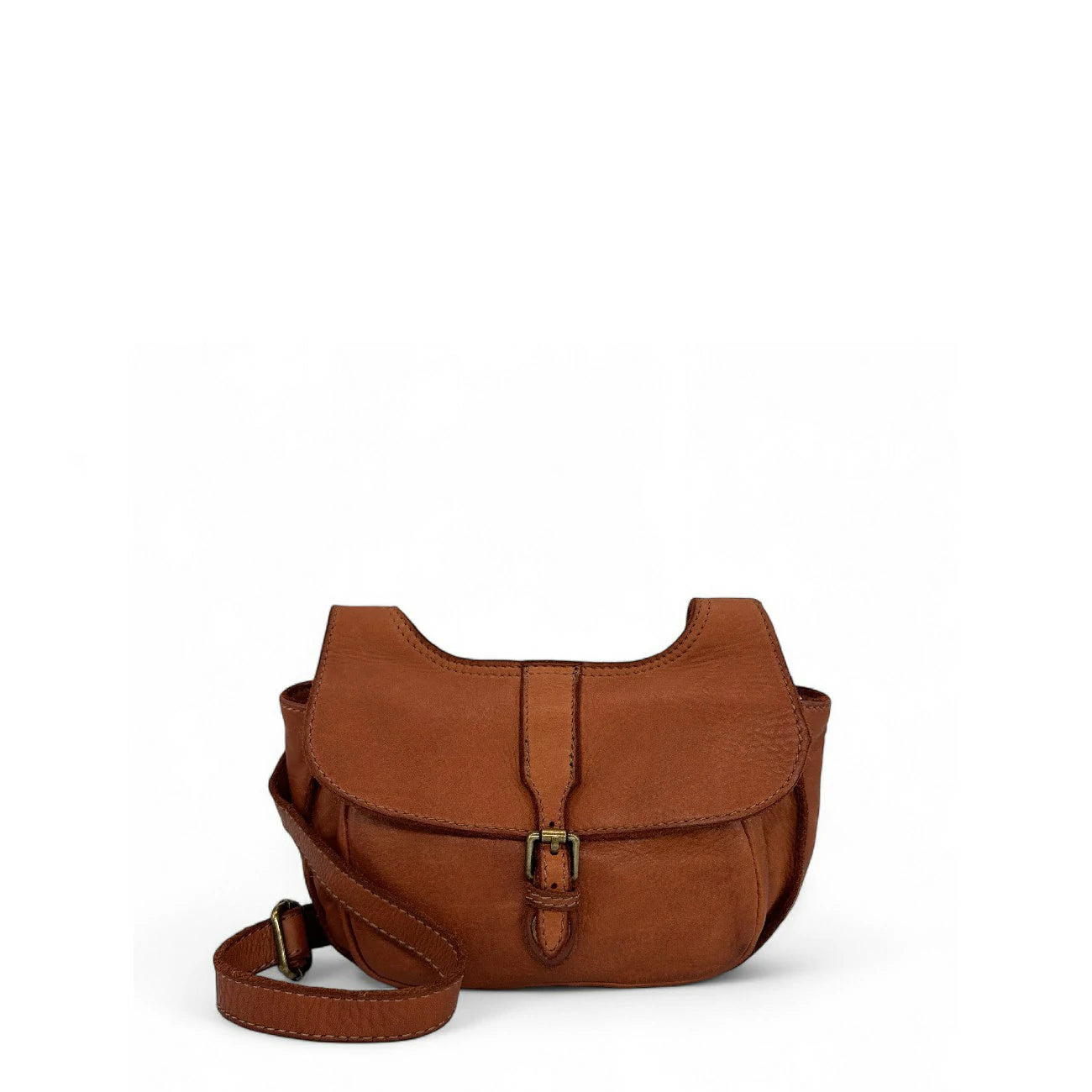 Sac besace en cuir vintage VALLEY Cognac foncé