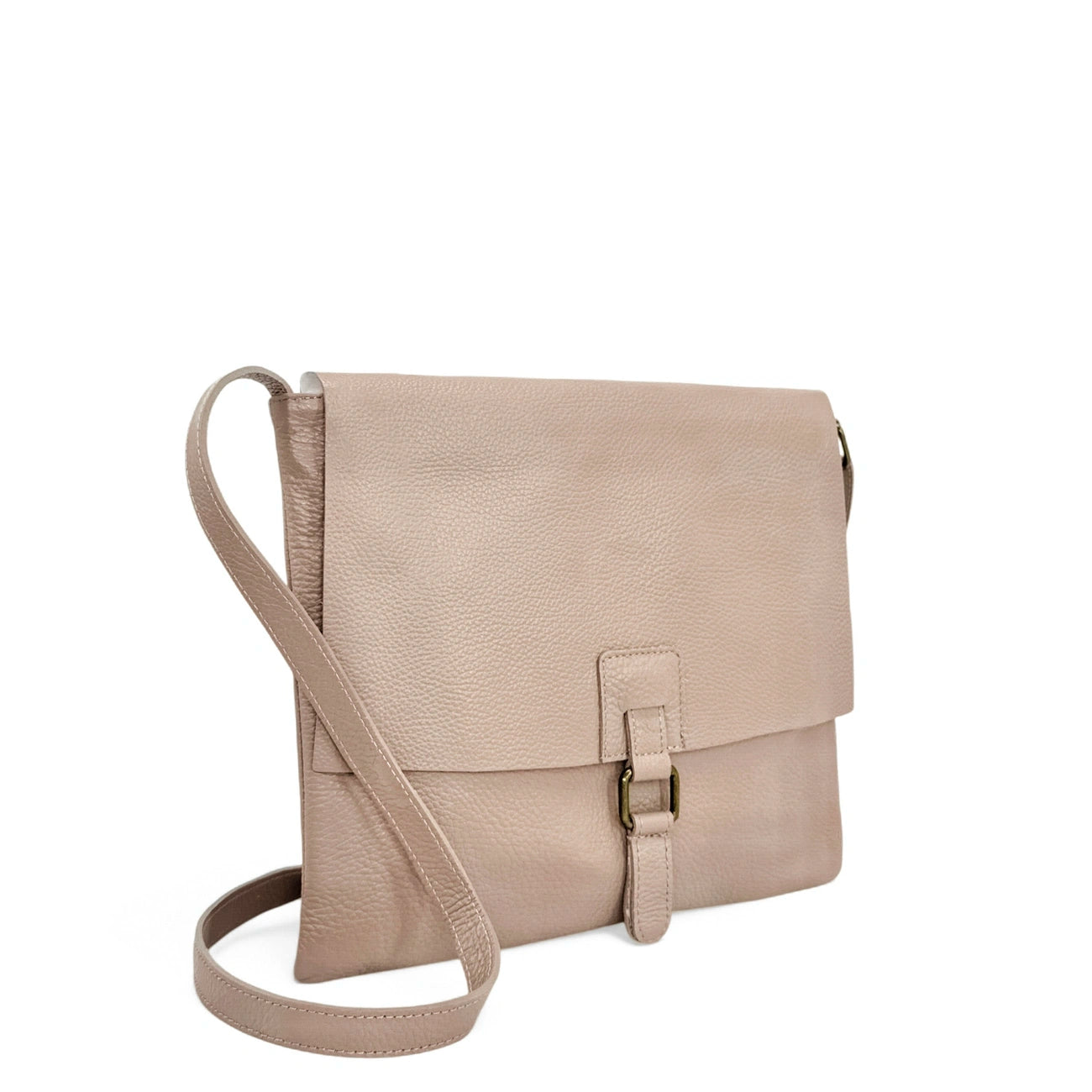 Umhängetasche aus genarbtem Leder COQUETTE Nude-Rosa