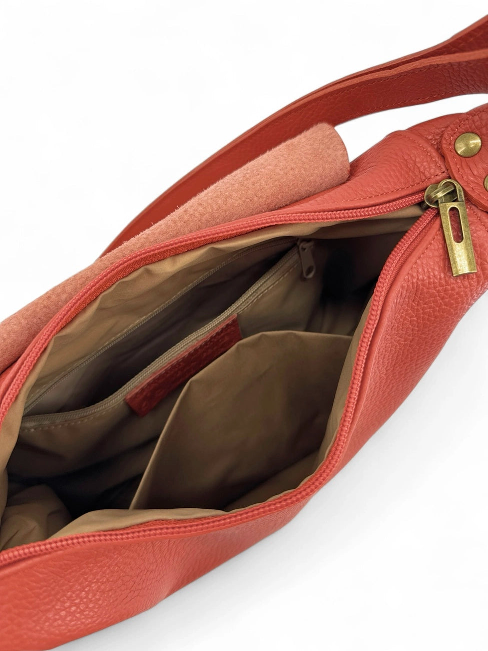 Bolso bandolera de piel granulada LITTLE CITIZEN Terracota